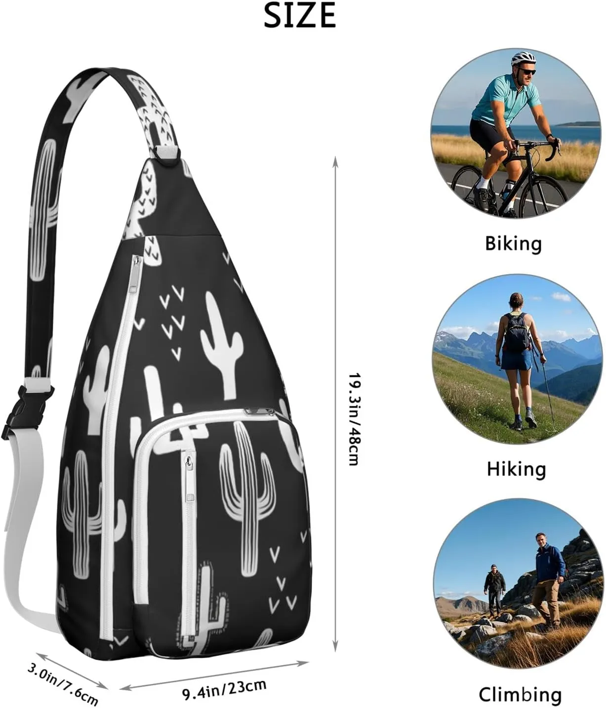 Shoulder Sling Crossbody Casual Chest Bag For Travel Sports Running,Backpack for Men & Women Lightweight Sports BagCrossbody Concealed Carry,Cactus Shoulder Bag Waterproof Chest Bag