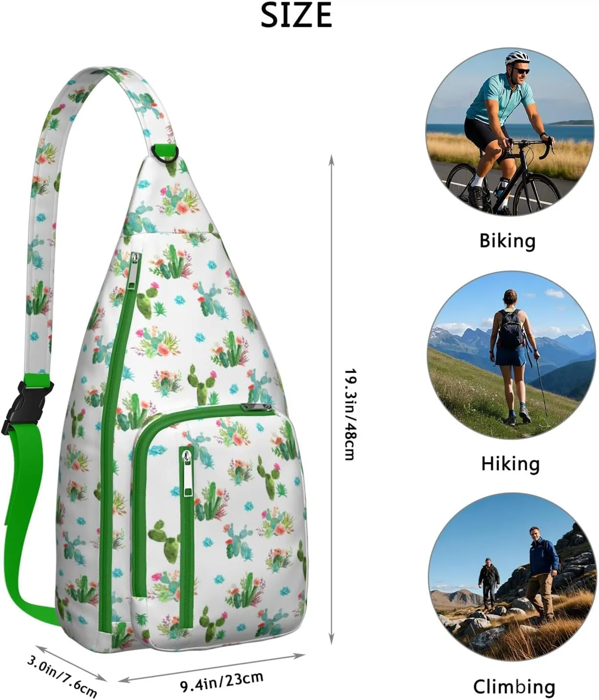 Shoulder Sling Crossbody Casual Chest Bag For Travel Sports Running,Backpack for Men & Women Lightweight Sports BagCrossbody Concealed Carry,Cactus Shoulder Bag Waterproof Chest Bag
