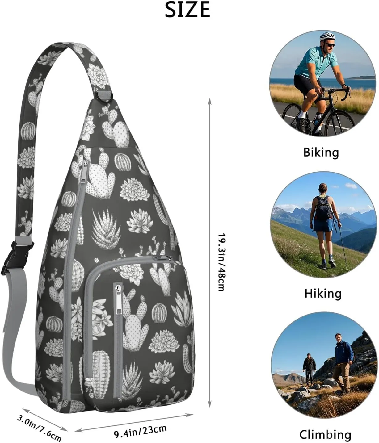 Shoulder Sling Crossbody Casual Chest Bag For Travel Sports Running,Backpack for Men & Women Lightweight Sports BagCrossbody Concealed Carry,Cactus Shoulder Bag Waterproof Chest Bag