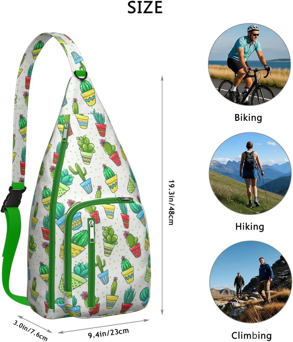 Shoulder Sling Crossbody Casual Chest Bag For Travel Sports Running,Backpack for Men & Women Lightweight Sports BagCrossbody Concealed Carry,Cactus Shoulder Bag Waterproof Chest Bag