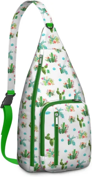 Shoulder Sling Crossbody Casual Chest Bag For Travel Sports Running,Backpack for Men & Women Lightweight Sports BagCrossbody Concealed Carry,Cactus Shoulder Bag Waterproof Chest Bag