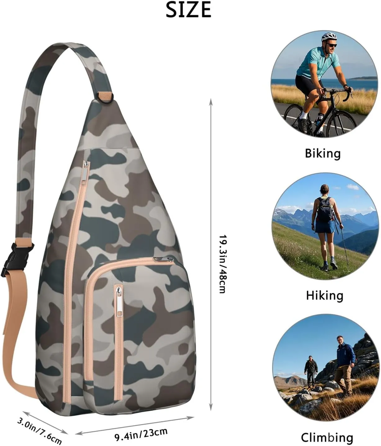 Shoulder Sling Crossbody Casual Chest Bag For Travel Sports Running,Backpack for Men & Women Lightweight Sports BagCrossbody Concealed Carry,Camo Shoulder Bag Waterproof Chest Bag