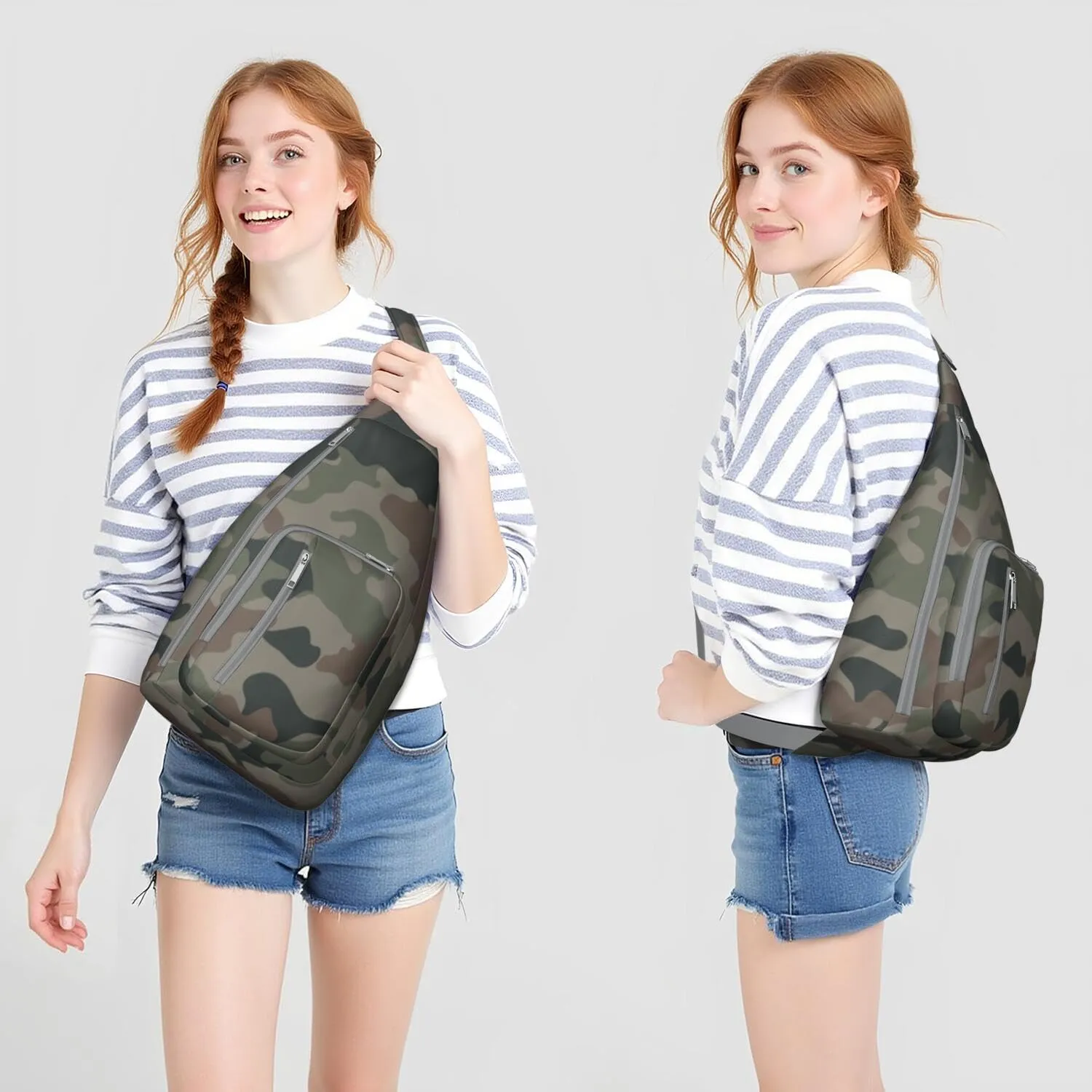 Shoulder Sling Crossbody Casual Chest Bag For Travel Sports Running,Backpack for Men & Women Lightweight Sports BagCrossbody Concealed Carry,Camo Shoulder Bag Waterproof Chest Bag