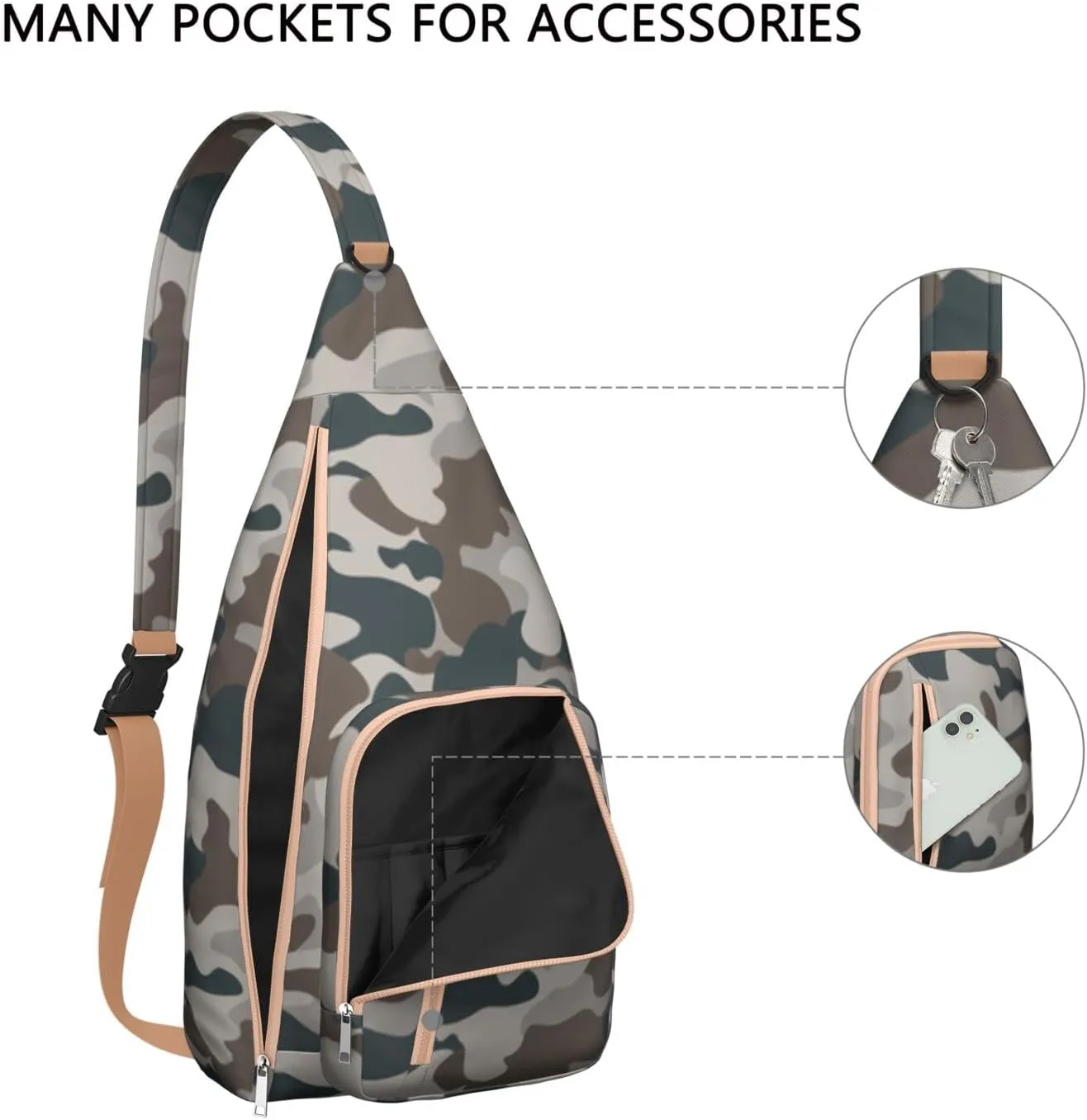Shoulder Sling Crossbody Casual Chest Bag For Travel Sports Running,Backpack for Men & Women Lightweight Sports BagCrossbody Concealed Carry,Camo Shoulder Bag Waterproof Chest Bag