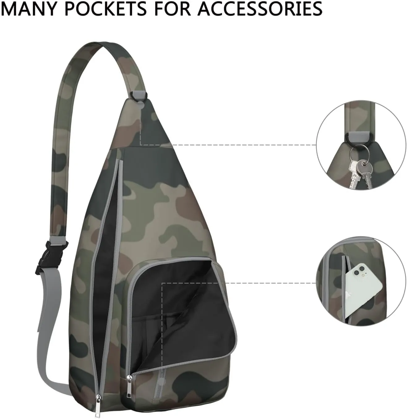 Shoulder Sling Crossbody Casual Chest Bag For Travel Sports Running,Backpack for Men & Women Lightweight Sports BagCrossbody Concealed Carry,Camo Shoulder Bag Waterproof Chest Bag