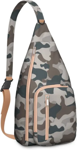 Shoulder Sling Crossbody Casual Chest Bag For Travel Sports Running,Backpack for Men & Women Lightweight Sports BagCrossbody Concealed Carry,Camo Shoulder Bag Waterproof Chest Bag