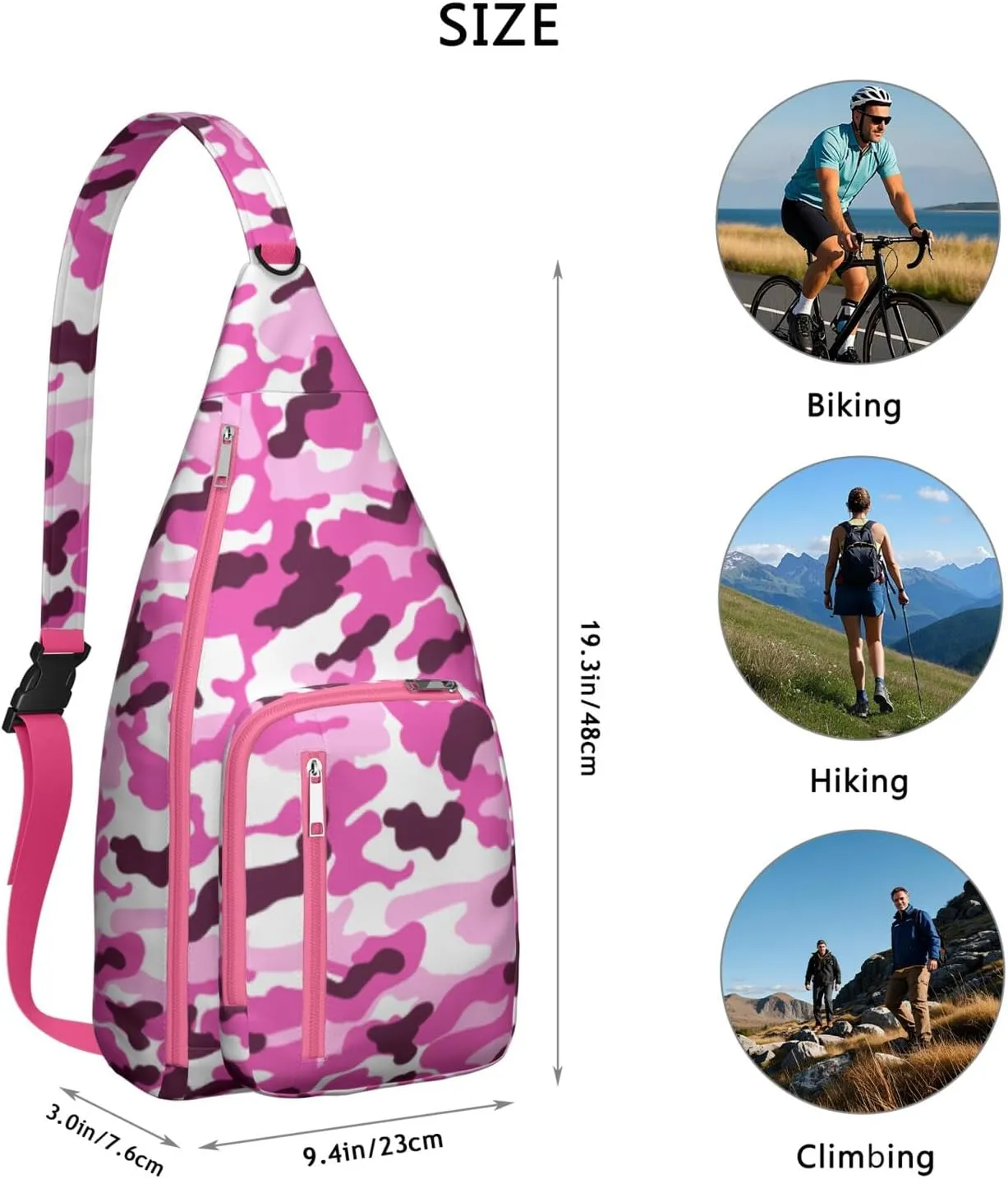 Shoulder Sling Crossbody Casual Chest Bag For Travel Sports Running,Backpack for Men & Women Lightweight Sports BagCrossbody Concealed Carry,Camo Shoulder Bag Waterproof Chest Bag