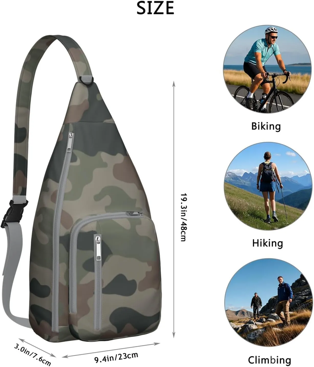 Shoulder Sling Crossbody Casual Chest Bag For Travel Sports Running,Backpack for Men & Women Lightweight Sports BagCrossbody Concealed Carry,Camo Shoulder Bag Waterproof Chest Bag