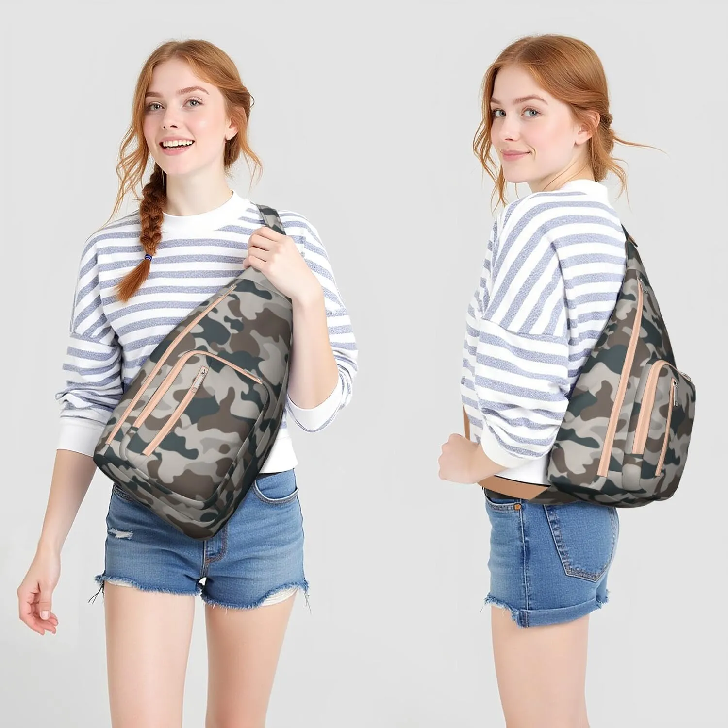 Shoulder Sling Crossbody Casual Chest Bag For Travel Sports Running,Backpack for Men & Women Lightweight Sports BagCrossbody Concealed Carry,Camo Shoulder Bag Waterproof Chest Bag