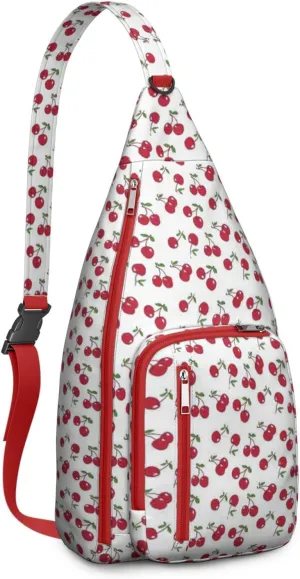Shoulder Sling Crossbody Casual Chest Bag For Travel Sports Running,Backpack for Men & Women Lightweight Sports BagCrossbody Concealed Carry,Cherry Shoulder Bag Waterproof Chest Bag