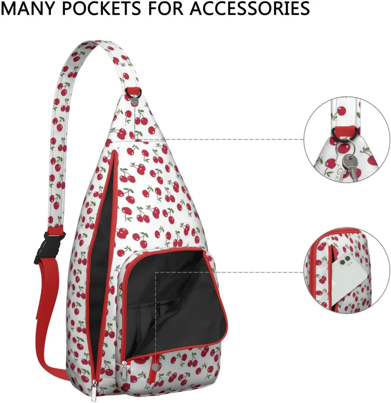 Shoulder Sling Crossbody Casual Chest Bag For Travel Sports Running,Backpack for Men & Women Lightweight Sports BagCrossbody Concealed Carry,Cherry Shoulder Bag Waterproof Chest Bag