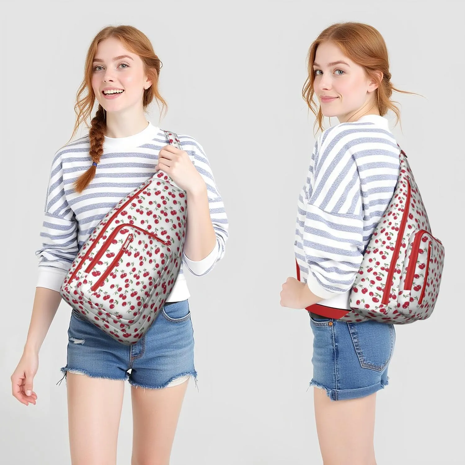 Shoulder Sling Crossbody Casual Chest Bag For Travel Sports Running,Backpack for Men & Women Lightweight Sports BagCrossbody Concealed Carry,Cherry Shoulder Bag Waterproof Chest Bag