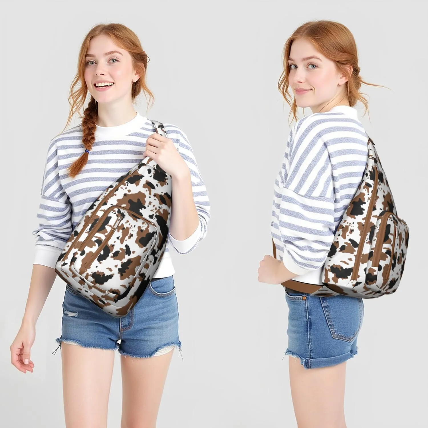 Shoulder Sling Crossbody Casual Chest Bag For Travel Sports Running,Backpack for Men & Women Lightweight Sports BagCrossbody Concealed Carry,Cow Shoulder Bag Waterproof Chest Bag