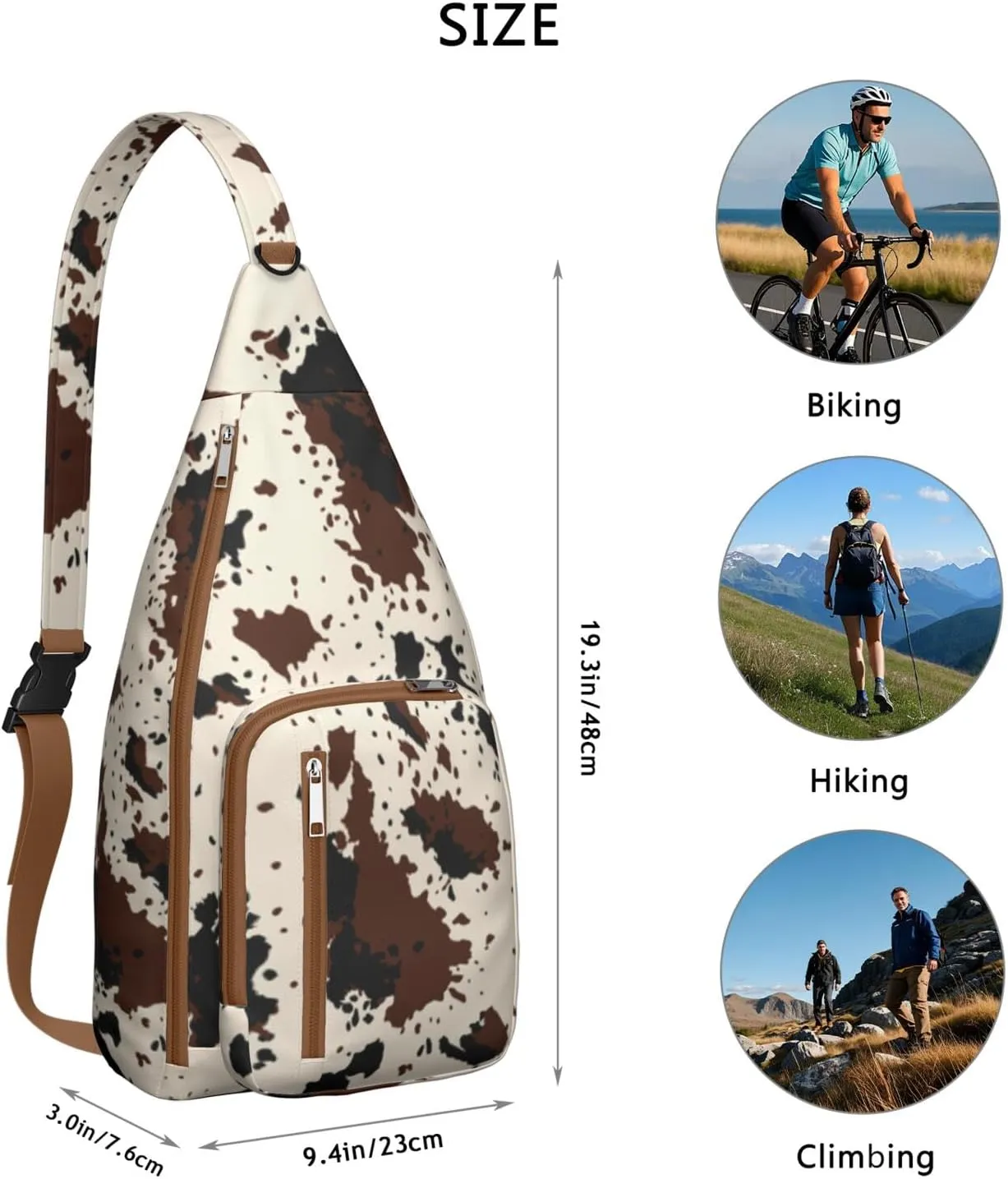 Shoulder Sling Crossbody Casual Chest Bag For Travel Sports Running,Backpack for Men & Women Lightweight Sports BagCrossbody Concealed Carry,Cow Shoulder Bag Waterproof Chest Bag
