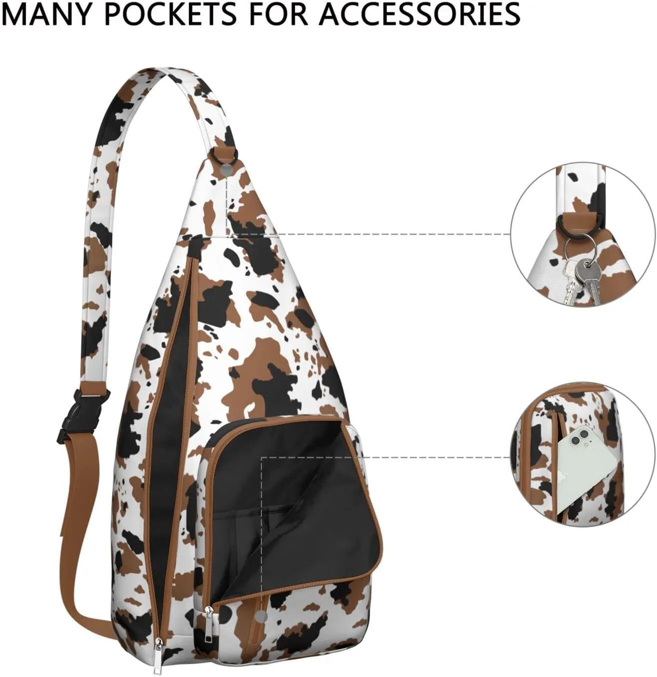 Shoulder Sling Crossbody Casual Chest Bag For Travel Sports Running,Backpack for Men & Women Lightweight Sports BagCrossbody Concealed Carry,Cow Shoulder Bag Waterproof Chest Bag