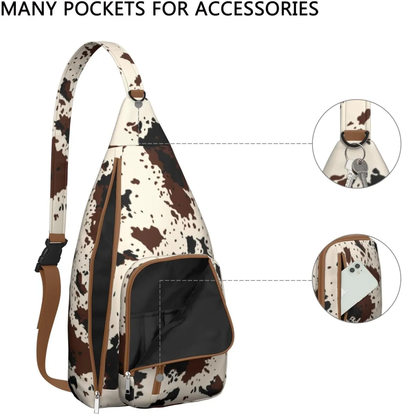 Shoulder Sling Crossbody Casual Chest Bag For Travel Sports Running,Backpack for Men & Women Lightweight Sports BagCrossbody Concealed Carry,Cow Shoulder Bag Waterproof Chest Bag