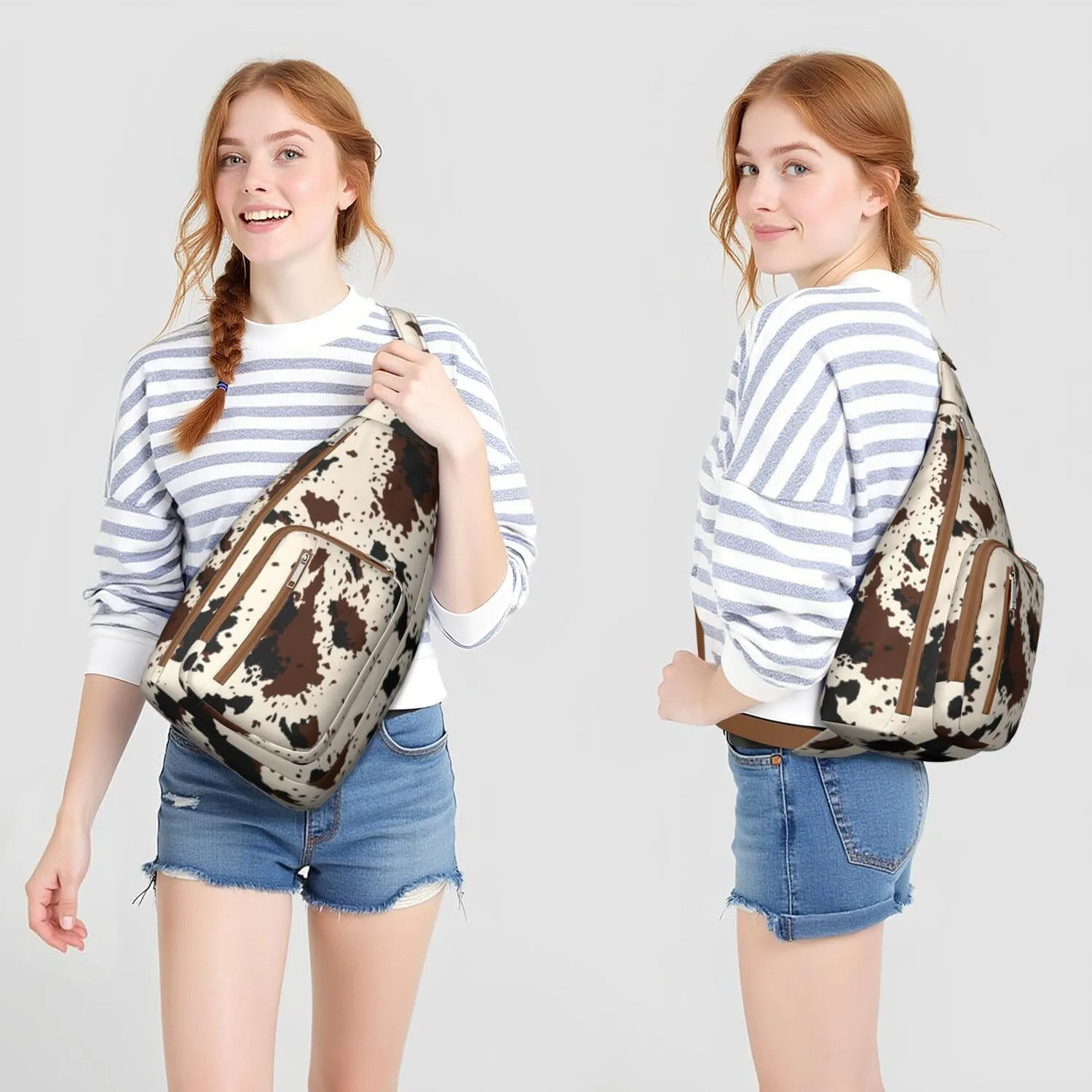 Shoulder Sling Crossbody Casual Chest Bag For Travel Sports Running,Backpack for Men & Women Lightweight Sports BagCrossbody Concealed Carry,Cow Shoulder Bag Waterproof Chest Bag