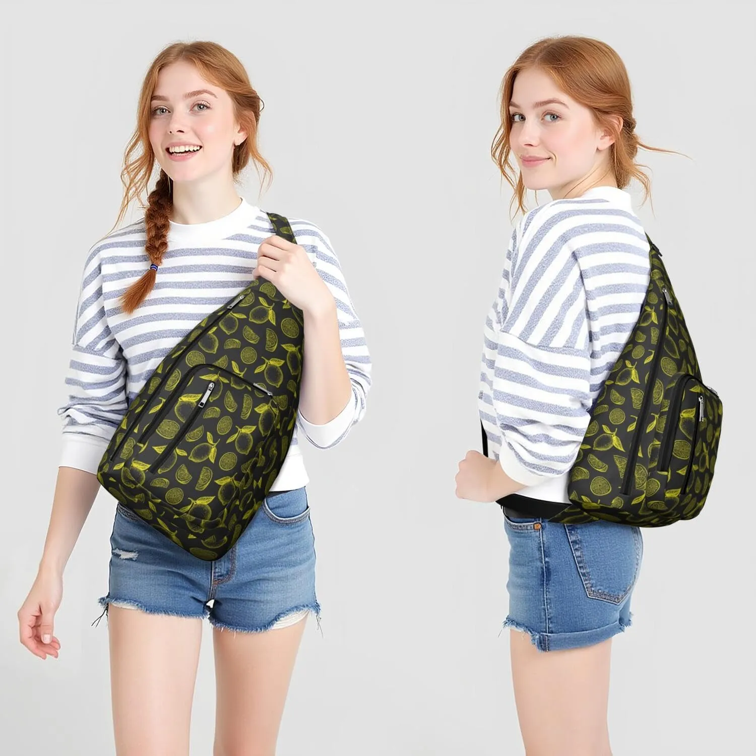 Shoulder Sling Crossbody Casual Chest Bag For Travel Sports Running,Backpack for Men & Women Lightweight Sports BagCrossbody Concealed Carry,Lemon Shoulder Bag Waterproof Chest Bag