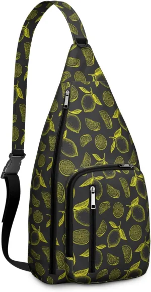 Shoulder Sling Crossbody Casual Chest Bag For Travel Sports Running,Backpack for Men & Women Lightweight Sports BagCrossbody Concealed Carry,Lemon Shoulder Bag Waterproof Chest Bag