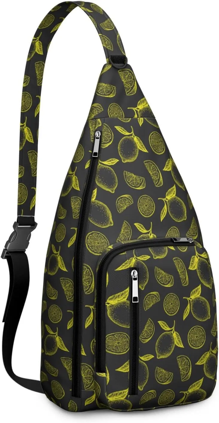 Shoulder Sling Crossbody Casual Chest Bag For Travel Sports Running,Backpack for Men & Women Lightweight Sports BagCrossbody Concealed Carry,Lemon Shoulder Bag Waterproof Chest Bag