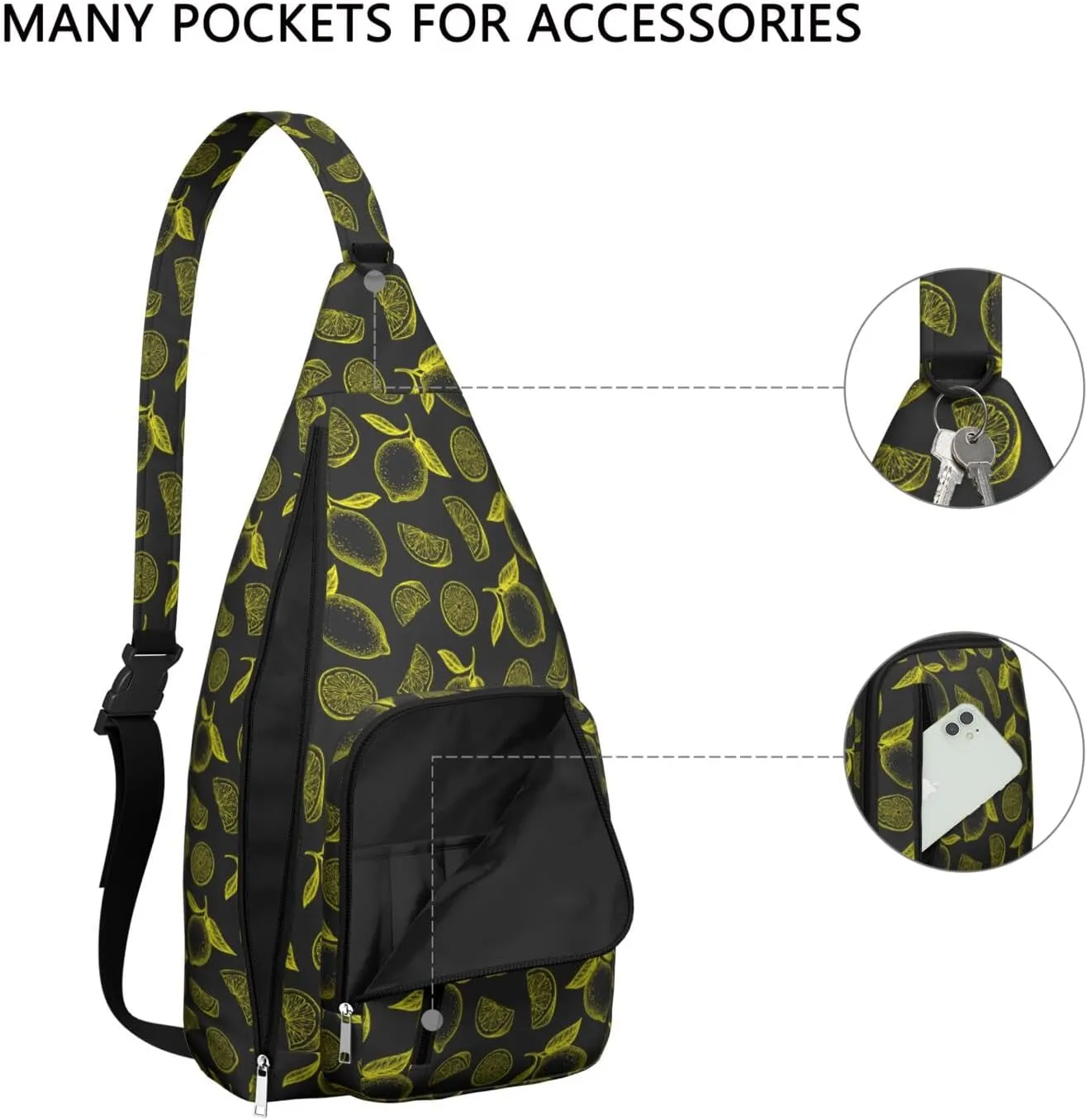 Shoulder Sling Crossbody Casual Chest Bag For Travel Sports Running,Backpack for Men & Women Lightweight Sports BagCrossbody Concealed Carry,Lemon Shoulder Bag Waterproof Chest Bag
