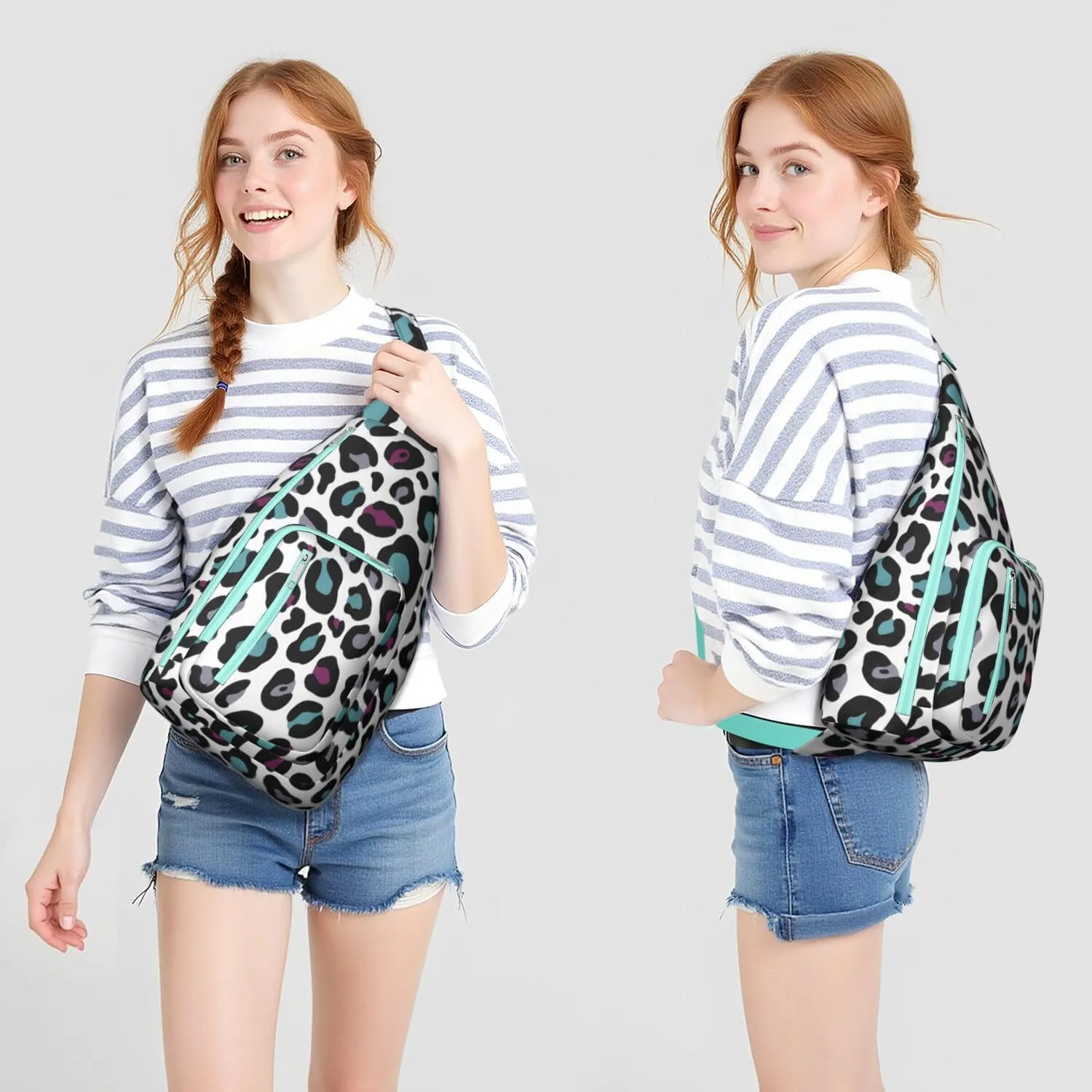 Shoulder Sling Crossbody Casual Chest Bag For Travel Sports Running,Backpack for Men & Women Lightweight Sports BagCrossbody Concealed Carry,Leopard Shoulder Bag Waterproof Chest Bag