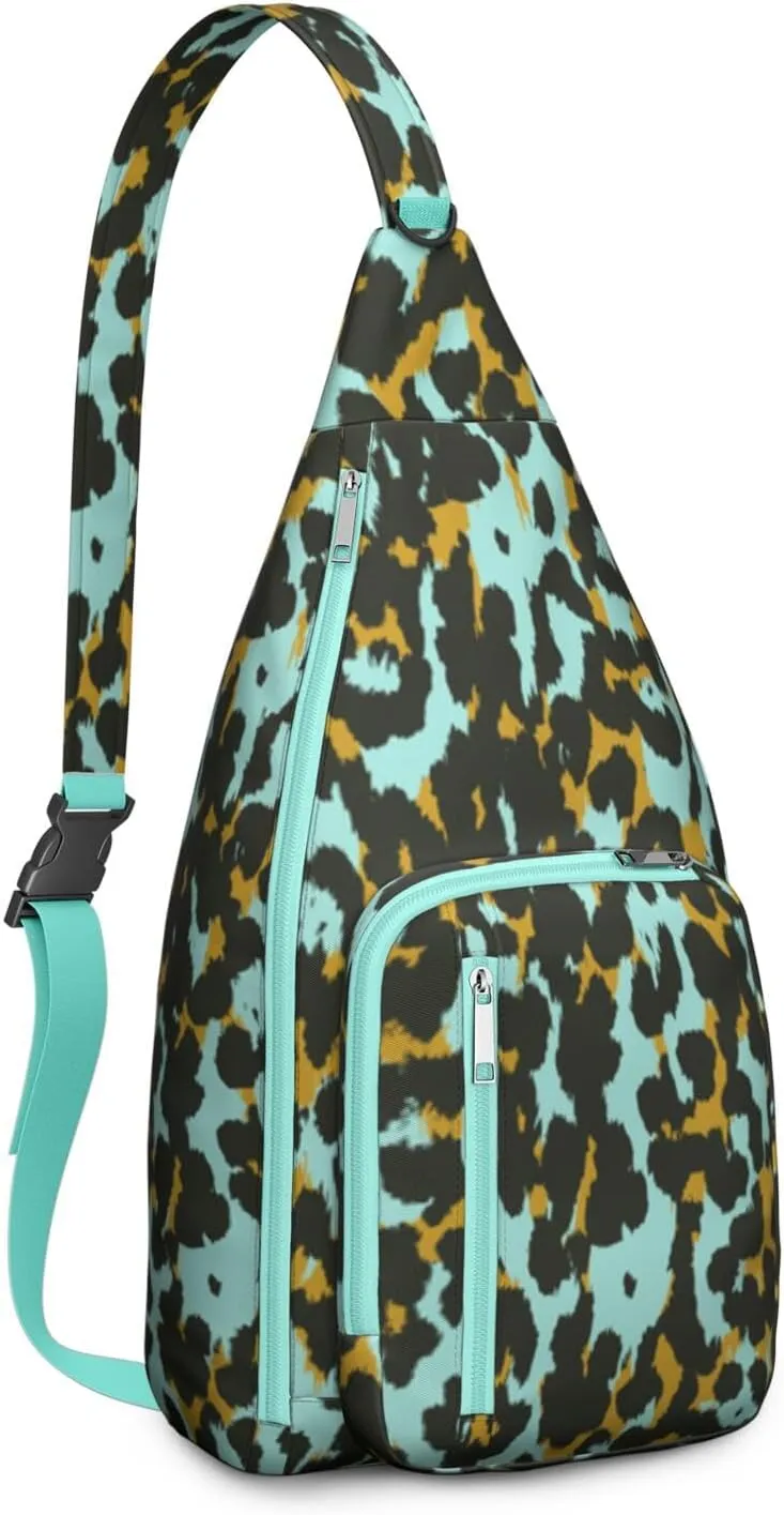Shoulder Sling Crossbody Casual Chest Bag For Travel Sports Running,Backpack for Men & Women Lightweight Sports BagCrossbody Concealed Carry,Leopard Shoulder Bag Waterproof Chest Bag