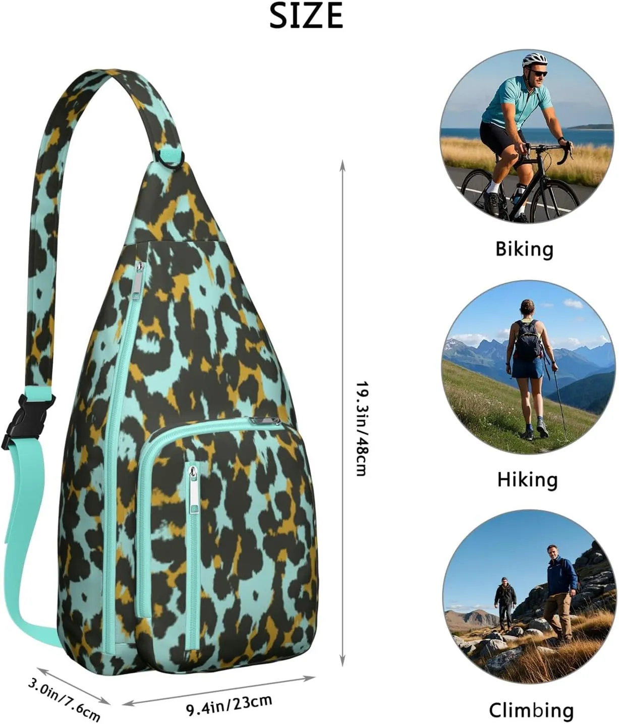 Shoulder Sling Crossbody Casual Chest Bag For Travel Sports Running,Backpack for Men & Women Lightweight Sports BagCrossbody Concealed Carry,Leopard Shoulder Bag Waterproof Chest Bag