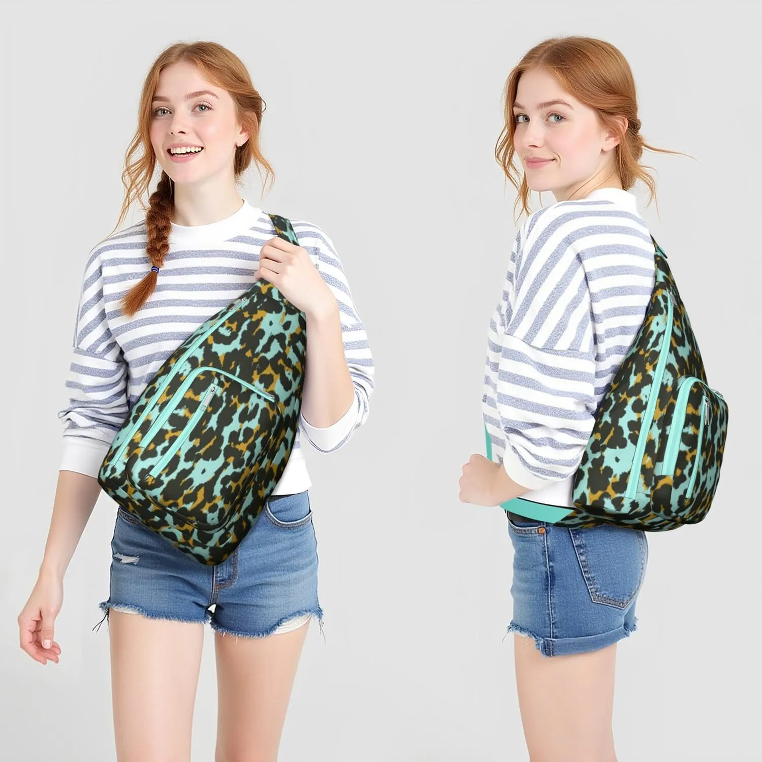 Shoulder Sling Crossbody Casual Chest Bag For Travel Sports Running,Backpack for Men & Women Lightweight Sports BagCrossbody Concealed Carry,Leopard Shoulder Bag Waterproof Chest Bag