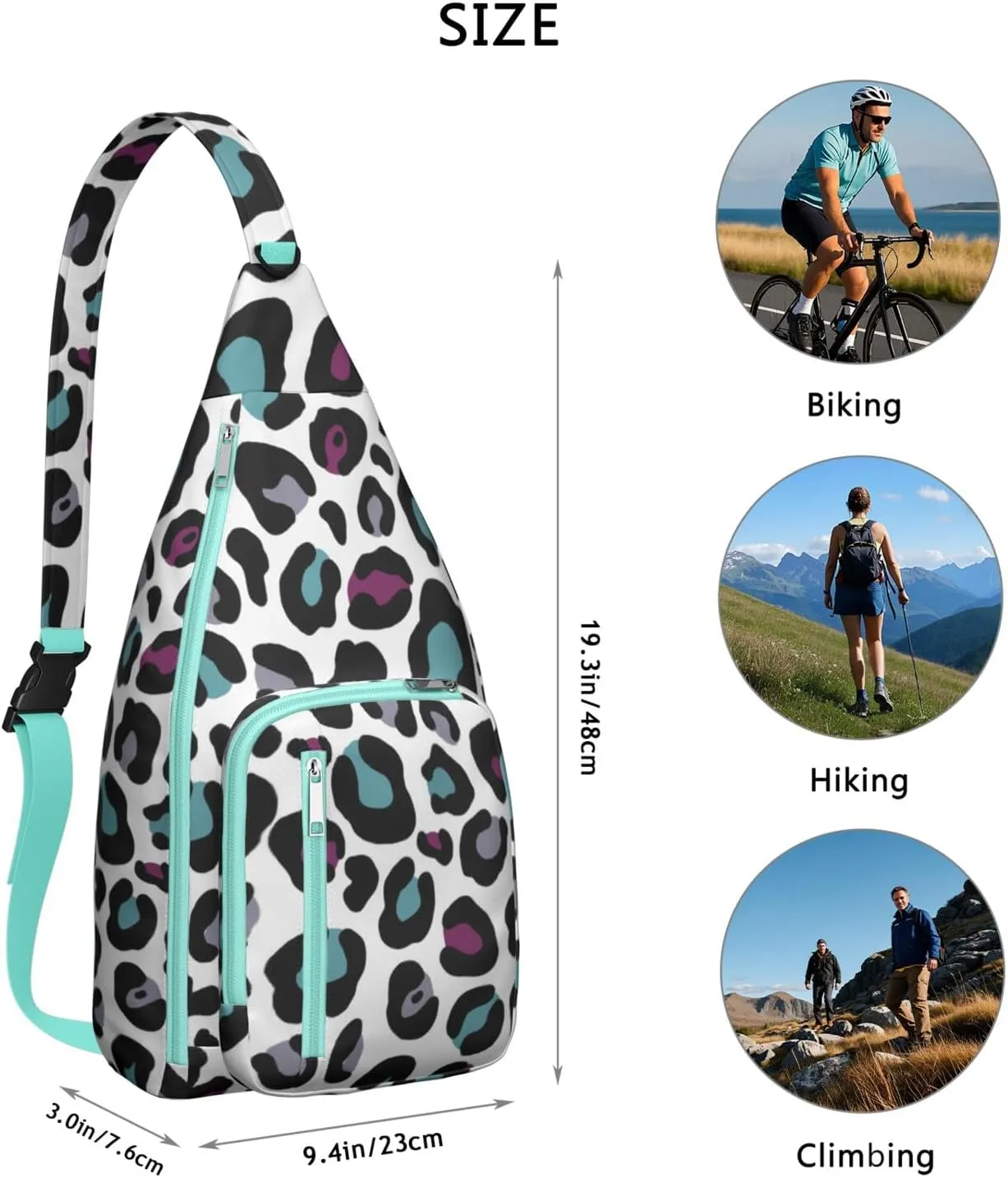 Shoulder Sling Crossbody Casual Chest Bag For Travel Sports Running,Backpack for Men & Women Lightweight Sports BagCrossbody Concealed Carry,Leopard Shoulder Bag Waterproof Chest Bag