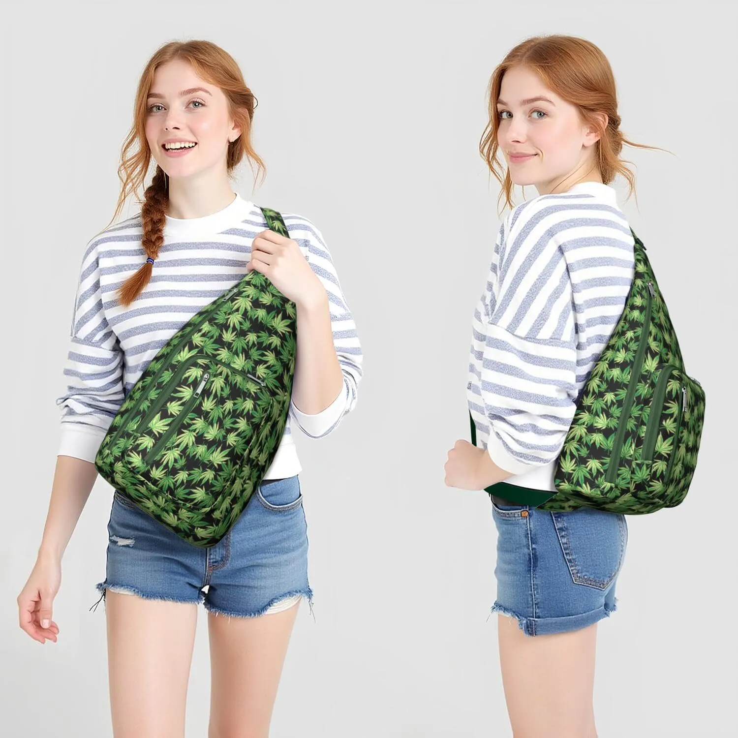 Shoulder Sling Crossbody Casual Chest Bag For Travel Sports Running,Backpack for Men & Women Lightweight Sports BagCrossbody Concealed Carry,Marijuana Leaf Shoulder Bag Waterproof Chest Bag