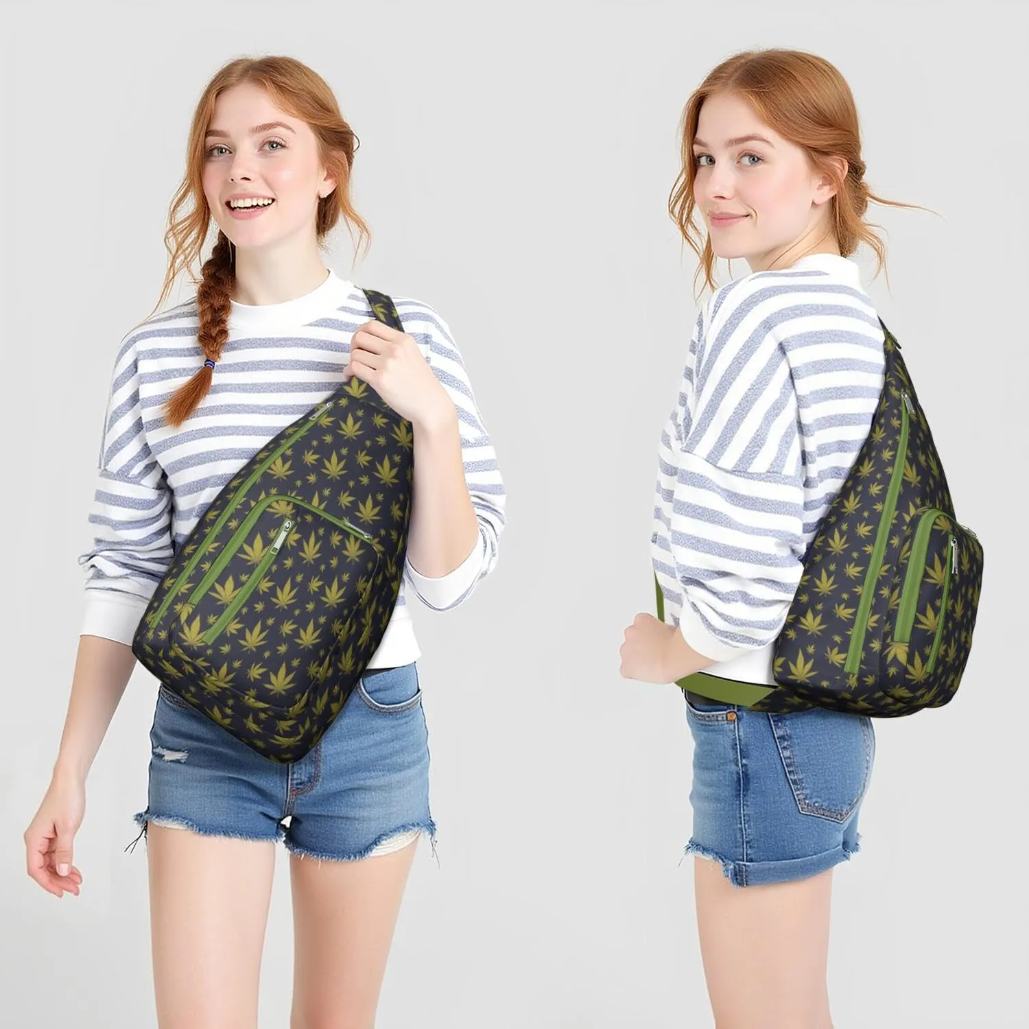 Shoulder Sling Crossbody Casual Chest Bag For Travel Sports Running,Backpack for Men & Women Lightweight Sports BagCrossbody Concealed Carry,Marijuana Leaf Shoulder Bag Waterproof Chest Bag