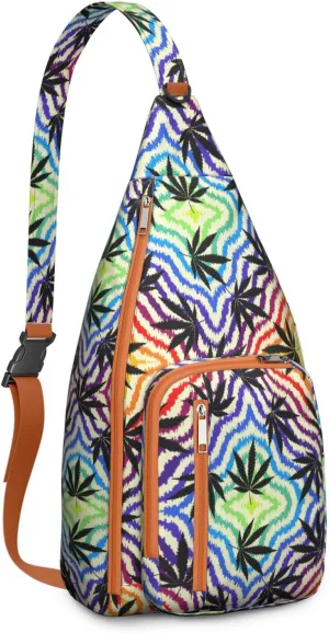 Shoulder Sling Crossbody Casual Chest Bag For Travel Sports Running,Backpack for Men & Women Lightweight Sports BagCrossbody Concealed Carry,Marijuana Leaf Shoulder Bag Waterproof Chest Bag