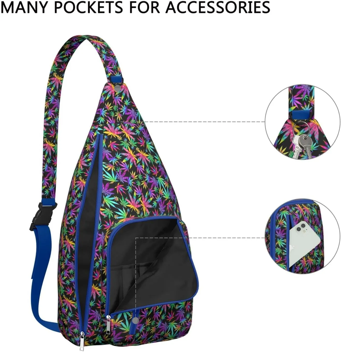 Shoulder Sling Crossbody Casual Chest Bag For Travel Sports Running,Backpack for Men & Women Lightweight Sports BagCrossbody Concealed Carry,Marijuana Leaf Shoulder Bag Waterproof Chest Bag
