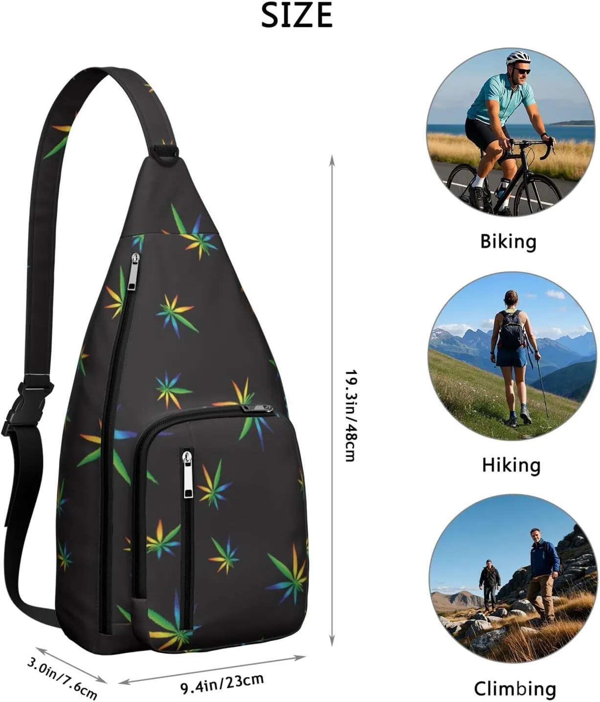 Shoulder Sling Crossbody Casual Chest Bag For Travel Sports Running,Backpack for Men & Women Lightweight Sports BagCrossbody Concealed Carry,Marijuana Leaf Shoulder Bag Waterproof Chest Bag