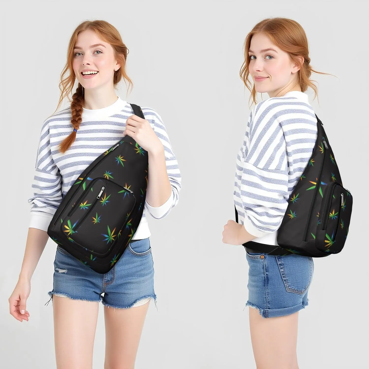Shoulder Sling Crossbody Casual Chest Bag For Travel Sports Running,Backpack for Men & Women Lightweight Sports BagCrossbody Concealed Carry,Marijuana Leaf Shoulder Bag Waterproof Chest Bag