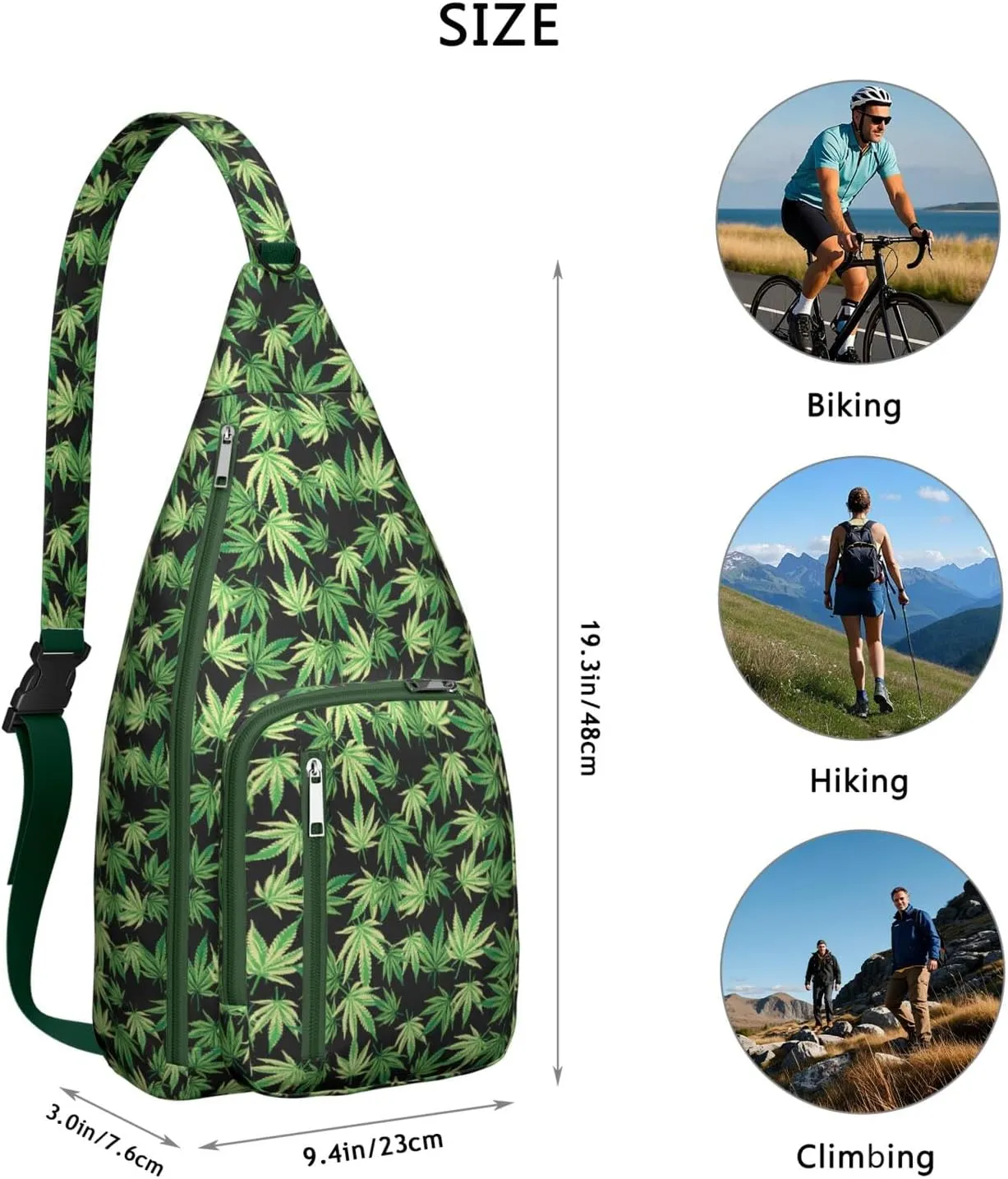 Shoulder Sling Crossbody Casual Chest Bag For Travel Sports Running,Backpack for Men & Women Lightweight Sports BagCrossbody Concealed Carry,Marijuana Leaf Shoulder Bag Waterproof Chest Bag