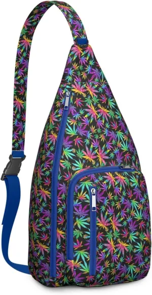 Shoulder Sling Crossbody Casual Chest Bag For Travel Sports Running,Backpack for Men & Women Lightweight Sports BagCrossbody Concealed Carry,Marijuana Leaf Shoulder Bag Waterproof Chest Bag