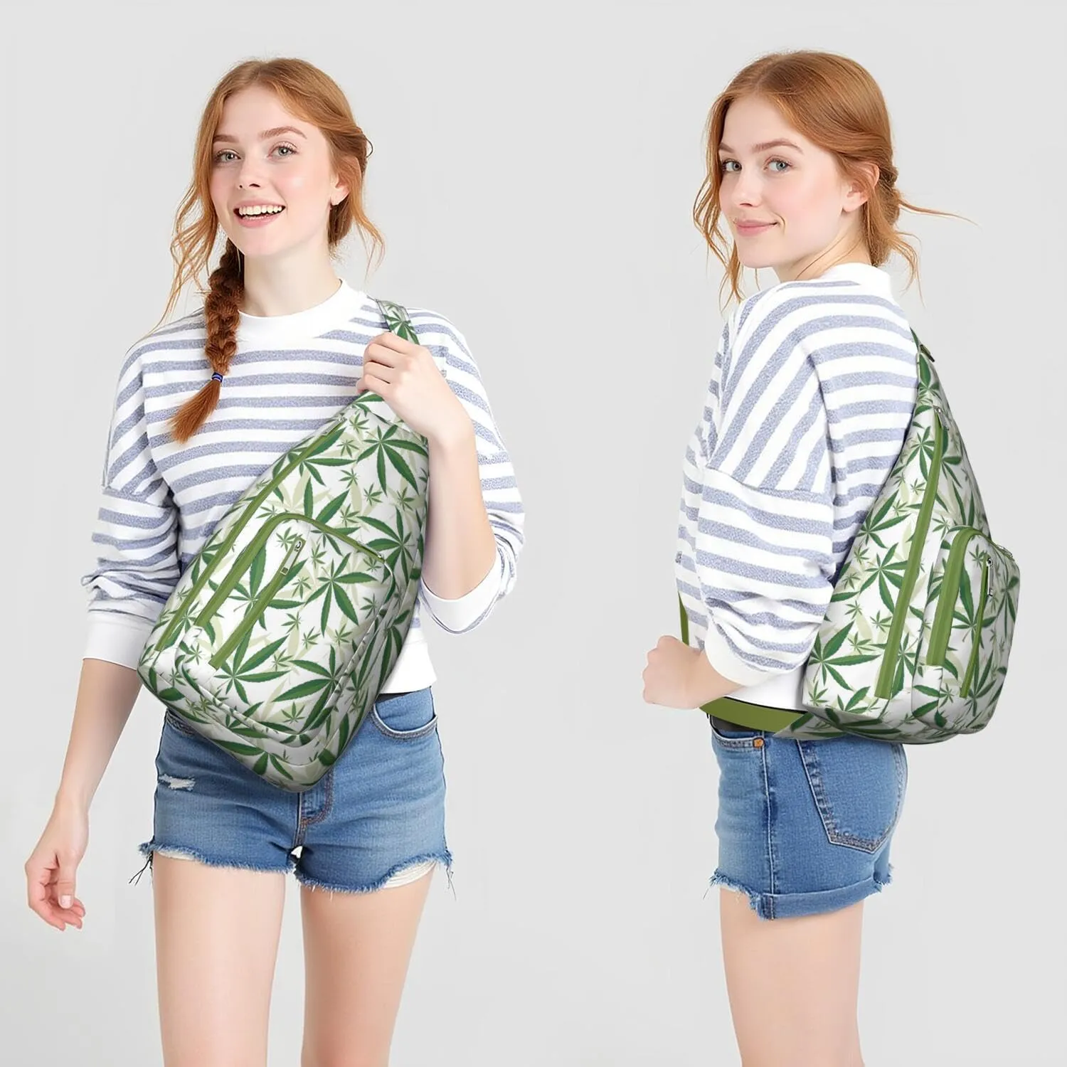 Shoulder Sling Crossbody Casual Chest Bag For Travel Sports Running,Backpack for Men & Women Lightweight Sports BagCrossbody Concealed Carry,Marijuana Leaf Shoulder Bag Waterproof Chest Bag