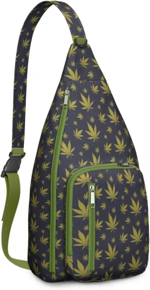 Shoulder Sling Crossbody Casual Chest Bag For Travel Sports Running,Backpack for Men & Women Lightweight Sports BagCrossbody Concealed Carry,Marijuana Leaf Shoulder Bag Waterproof Chest Bag