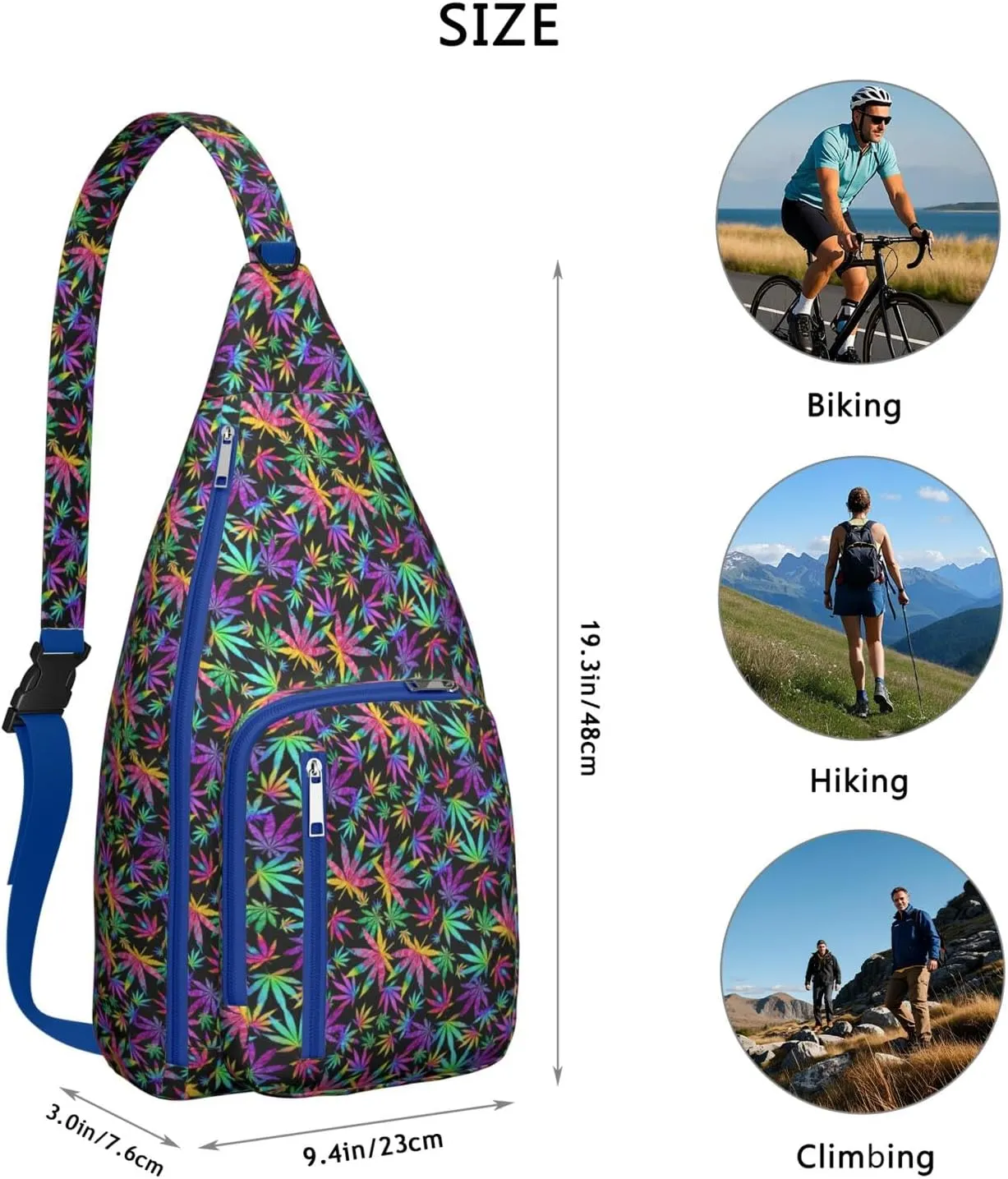 Shoulder Sling Crossbody Casual Chest Bag For Travel Sports Running,Backpack for Men & Women Lightweight Sports BagCrossbody Concealed Carry,Marijuana Leaf Shoulder Bag Waterproof Chest Bag