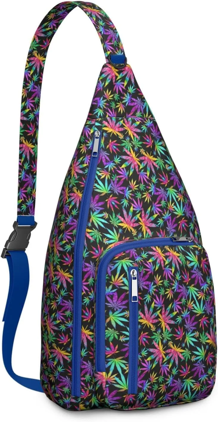 Shoulder Sling Crossbody Casual Chest Bag For Travel Sports Running,Backpack for Men & Women Lightweight Sports BagCrossbody Concealed Carry,Marijuana Leaf Shoulder Bag Waterproof Chest Bag