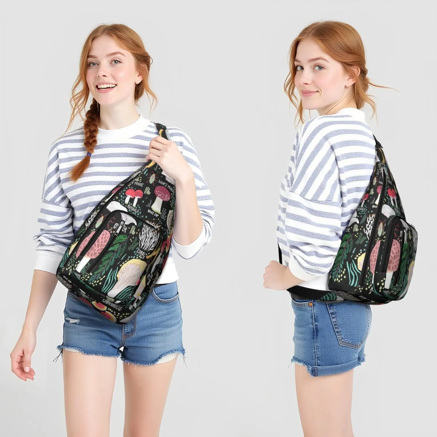 Shoulder Sling Crossbody Casual Chest Bag For Travel Sports Running,Backpack for Men & Women Lightweight Sports BagCrossbody Concealed Carry,Mushroom Shoulder Bag Waterproof Chest Bag