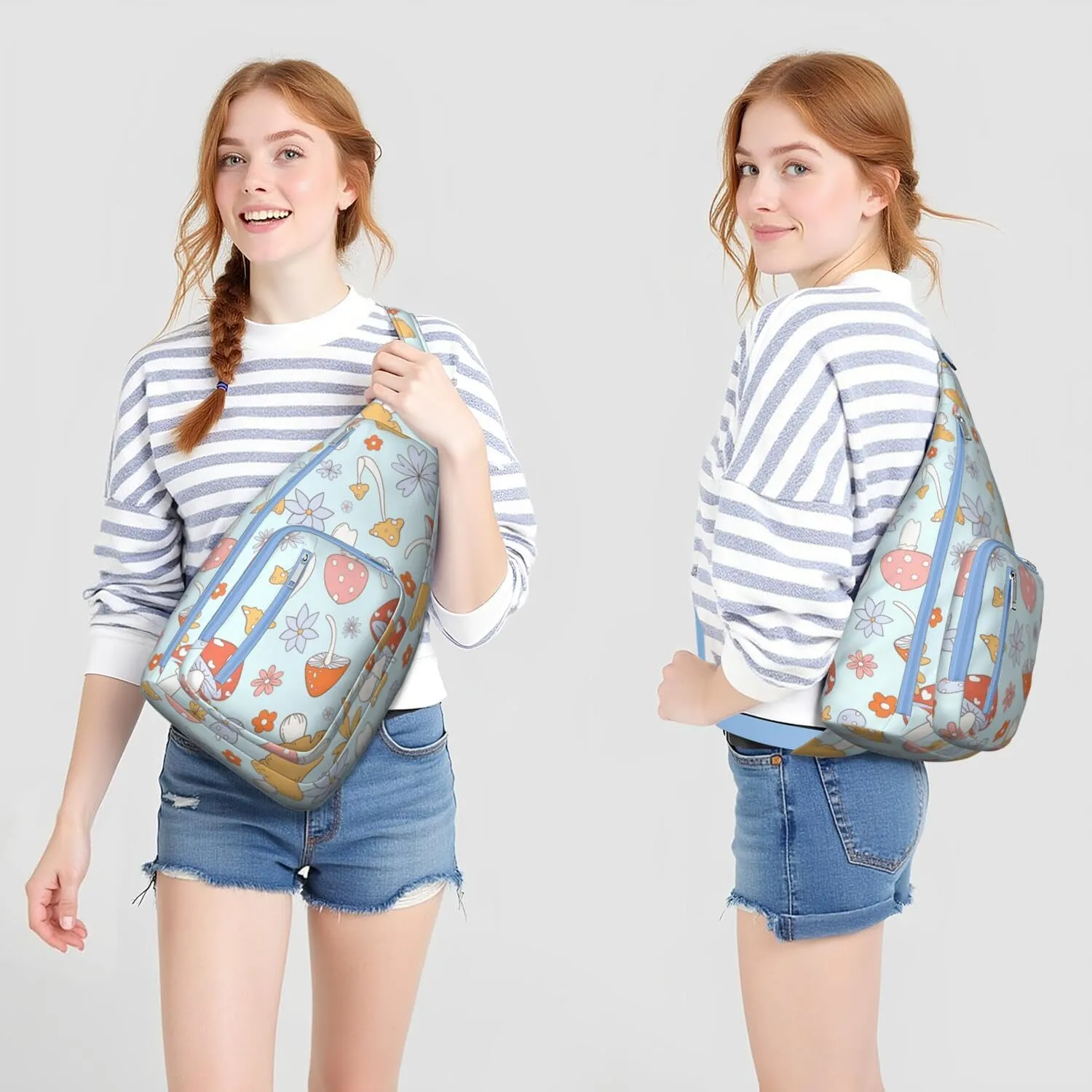 Shoulder Sling Crossbody Casual Chest Bag For Travel Sports Running,Backpack for Men & Women Lightweight Sports BagCrossbody Concealed Carry,Mushroom Shoulder Bag Waterproof Chest Bag