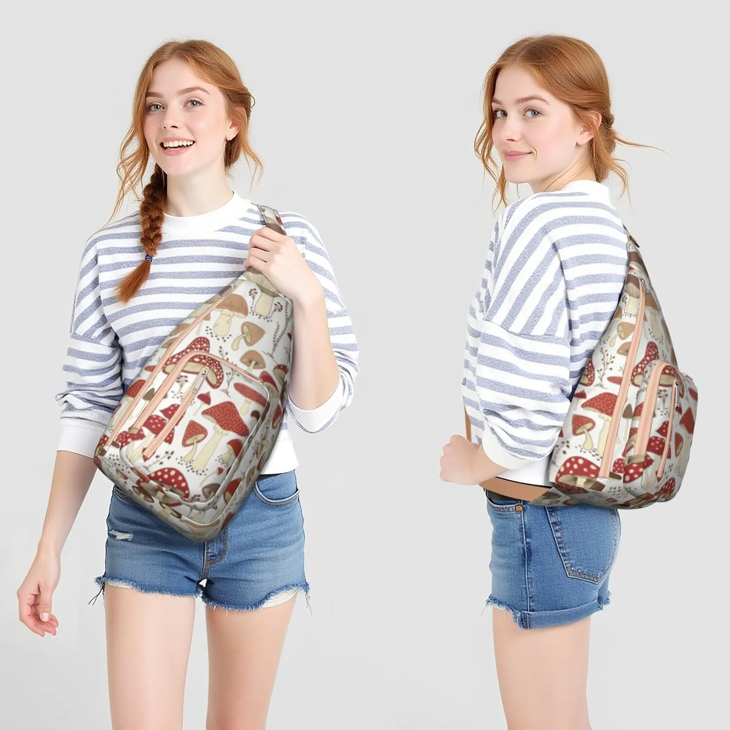 Shoulder Sling Crossbody Casual Chest Bag For Travel Sports Running,Backpack for Men & Women Lightweight Sports BagCrossbody Concealed Carry,Mushroom Shoulder Bag Waterproof Chest Bag