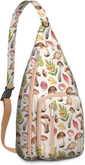 Shoulder Sling Crossbody Casual Chest Bag For Travel Sports Running,Backpack for Men & Women Lightweight Sports BagCrossbody Concealed Carry,Mushroom Shoulder Bag Waterproof Chest Bag