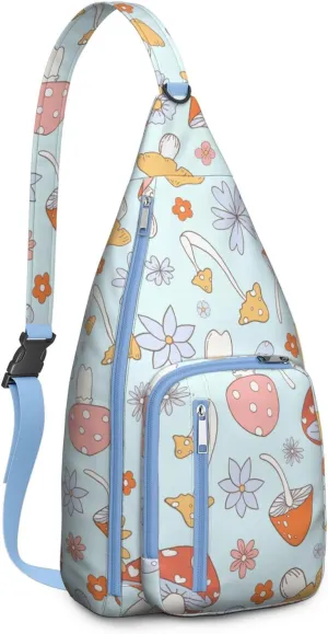 Shoulder Sling Crossbody Casual Chest Bag For Travel Sports Running,Backpack for Men & Women Lightweight Sports BagCrossbody Concealed Carry,Mushroom Shoulder Bag Waterproof Chest Bag