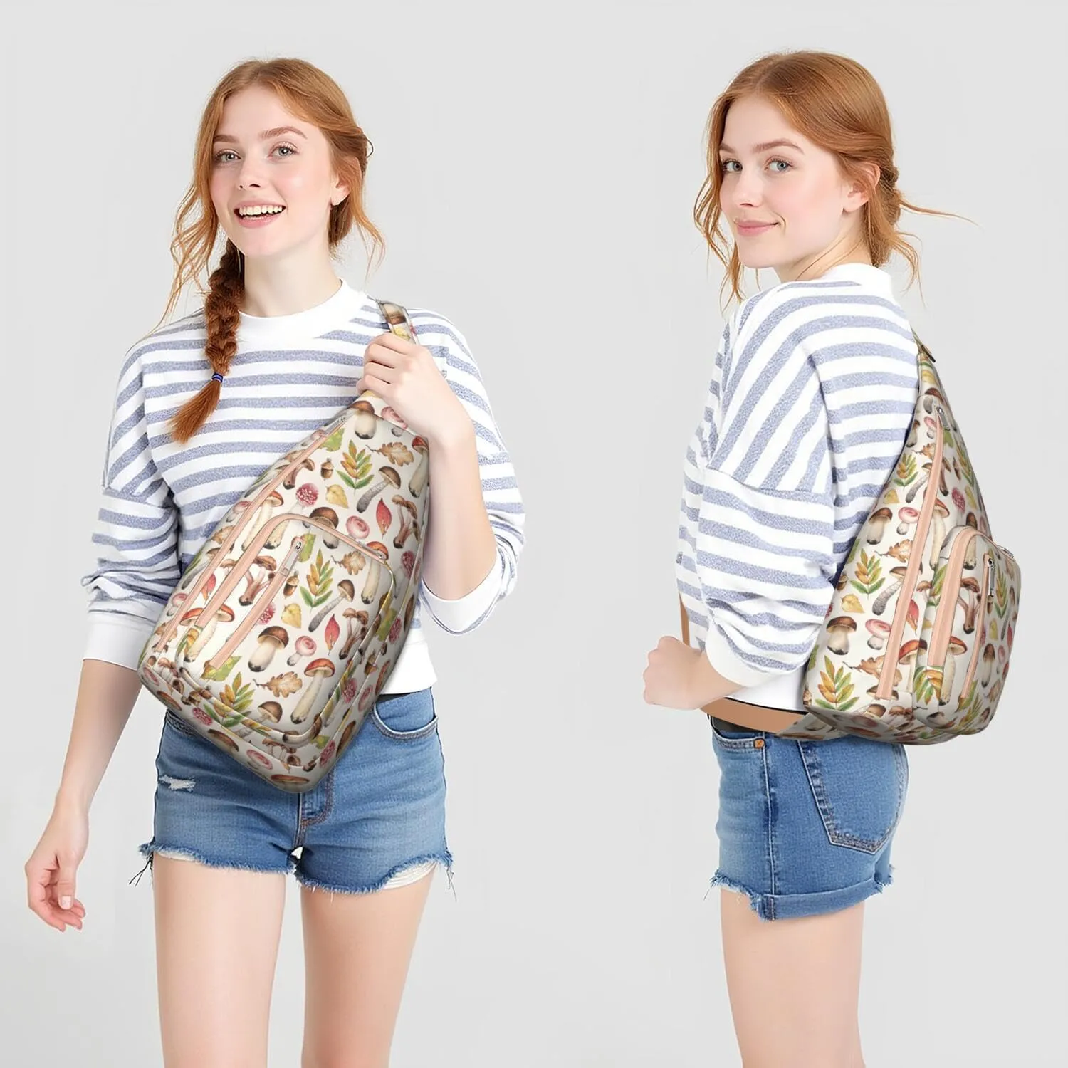 Shoulder Sling Crossbody Casual Chest Bag For Travel Sports Running,Backpack for Men & Women Lightweight Sports BagCrossbody Concealed Carry,Mushroom Shoulder Bag Waterproof Chest Bag