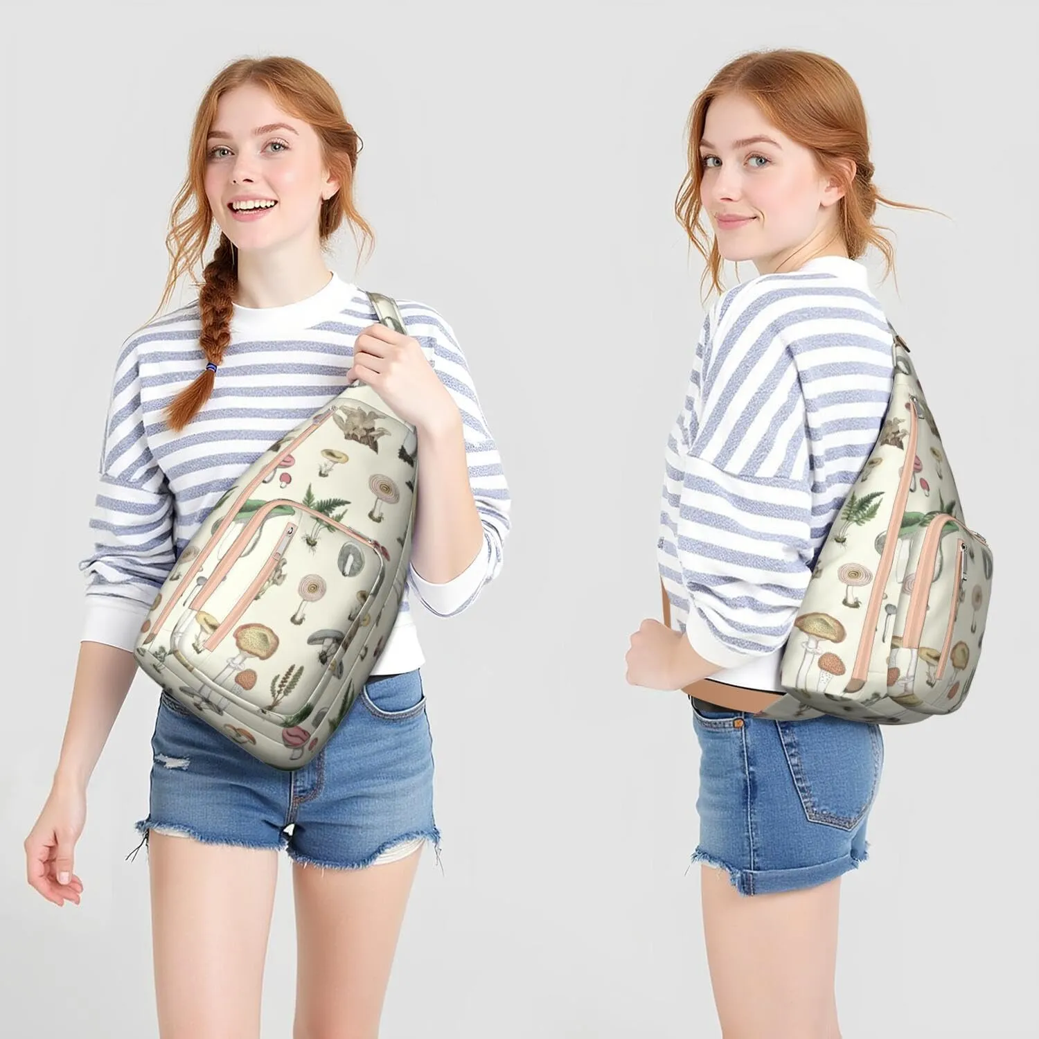 Shoulder Sling Crossbody Casual Chest Bag For Travel Sports Running,Backpack for Men & Women Lightweight Sports BagCrossbody Concealed Carry,Mushroom Shoulder Bag Waterproof Chest Bag