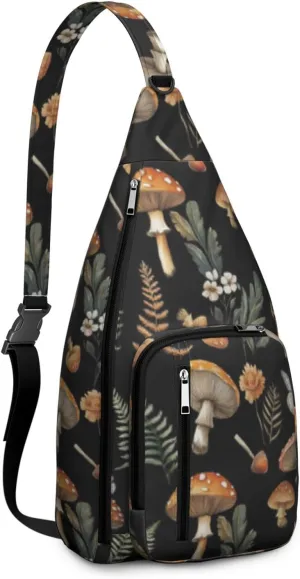 Shoulder Sling Crossbody Casual Chest Bag For Travel Sports Running,Backpack for Men & Women Lightweight Sports BagCrossbody Concealed Carry,Mushroom Shoulder Bag Waterproof Chest Bag